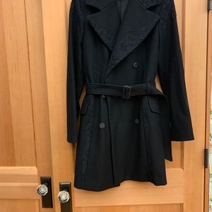 Issey Miyake Black Wool Trench Coat